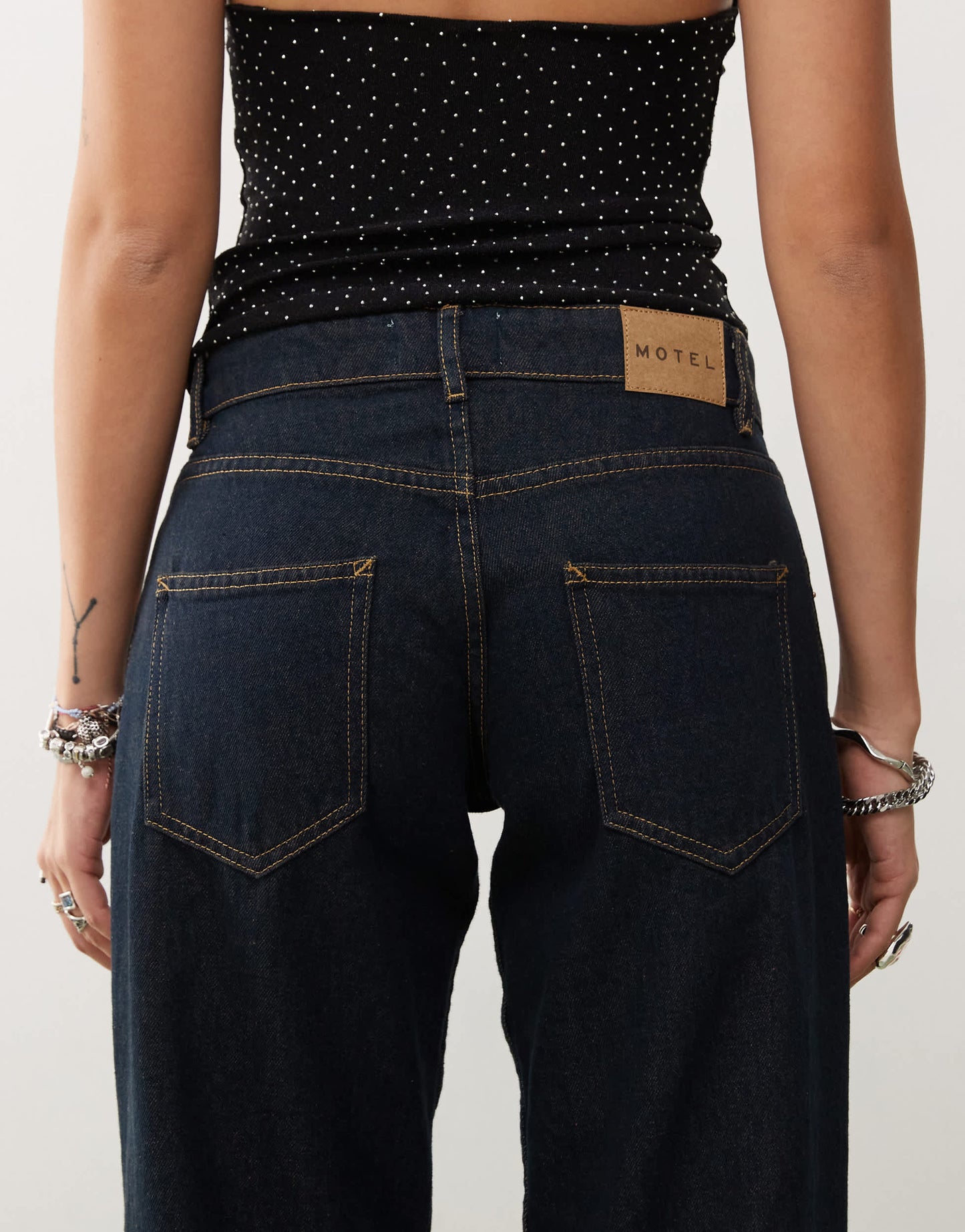 Motel low rise parallel leg jeans in indigo