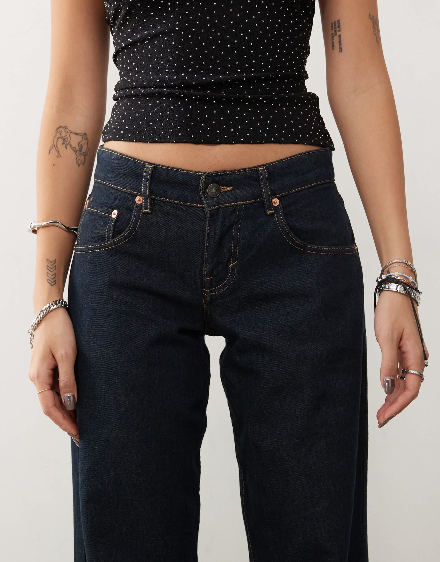 Motel low rise parallel leg jeans in indigo