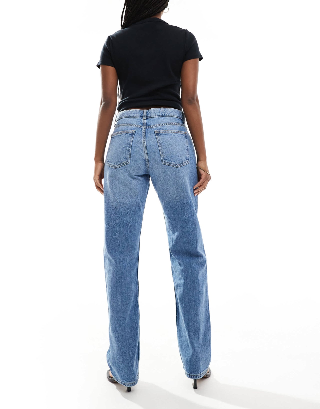 Bershka straight leg jeans in mid wash