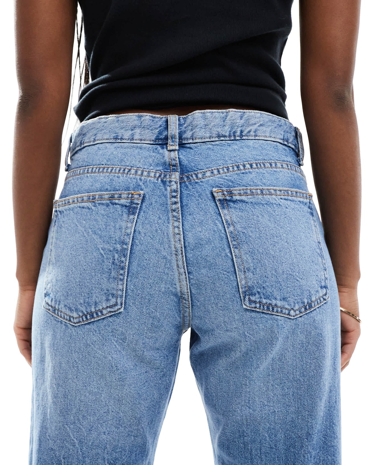 Bershka straight leg jeans in mid wash