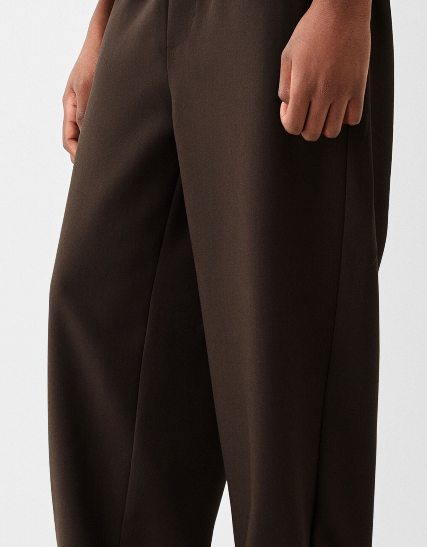 Bershka wide leg tailored trouser in brown