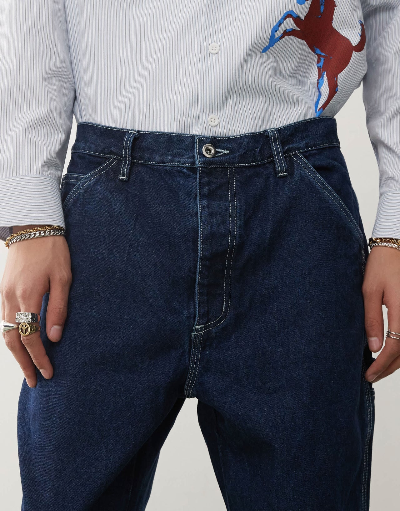 Deus Ex Machina big fella denim pants in dry indigo