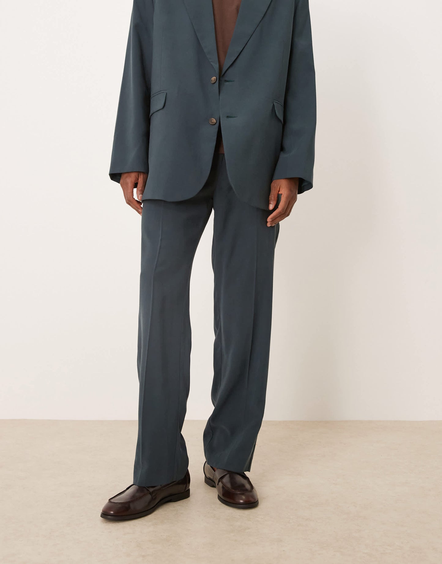 ASOS DESIGN elasticated straight leg suit trousers in blue