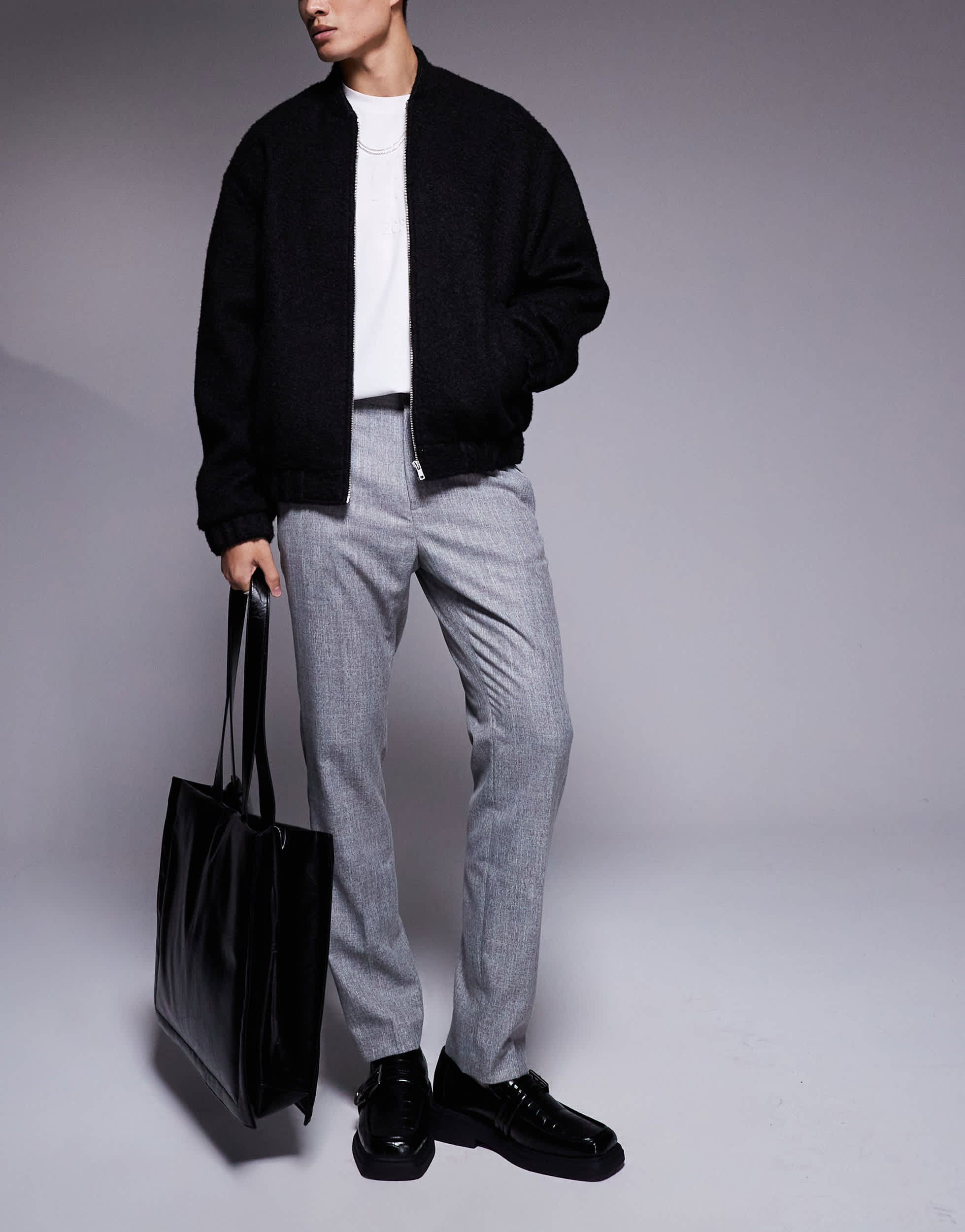 River Island textured trousers in grey