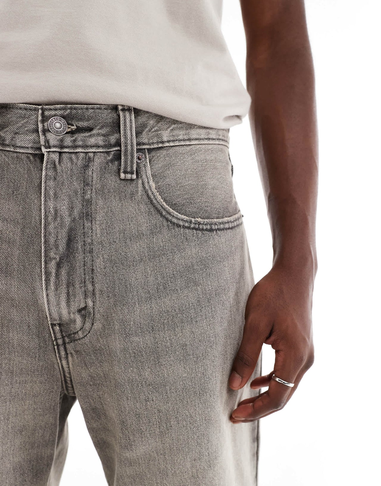 Levi's 469 loose fit 12inch denim shorts in grey wash