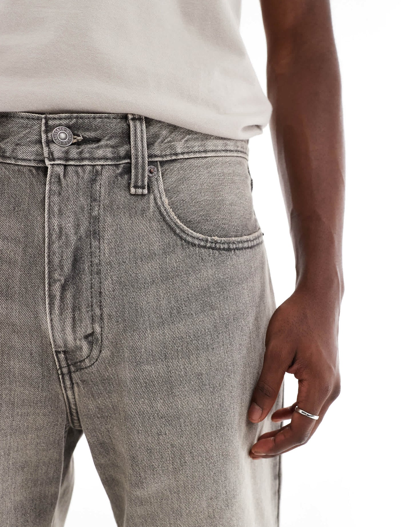Levi's 469 loose fit 12inch denim shorts in grey wash