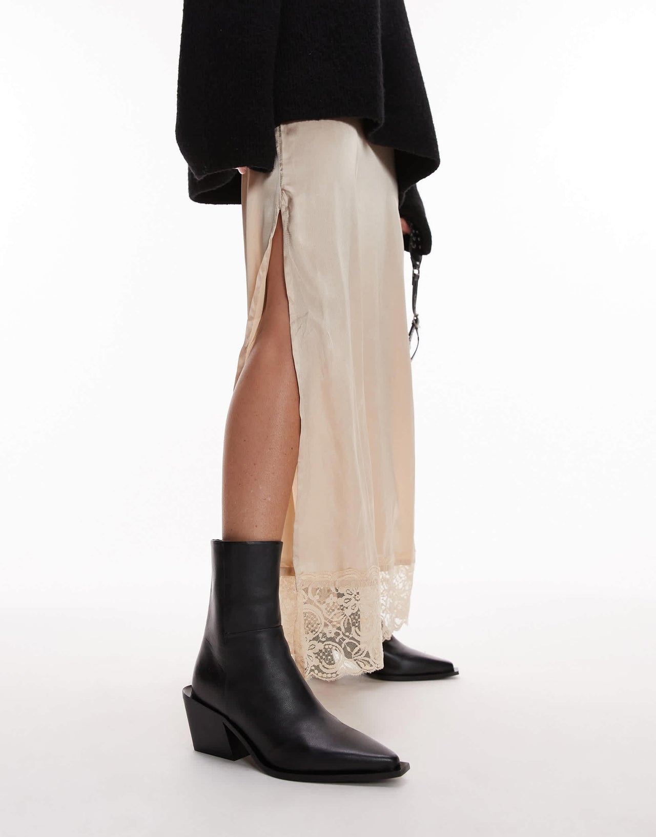 & Other Stories block heeled western chelsea boots in black
