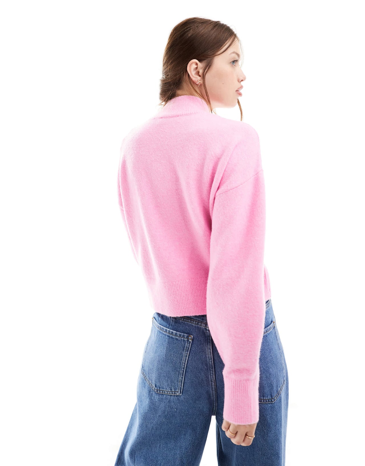& Other Stories mock neck jumper in pink
