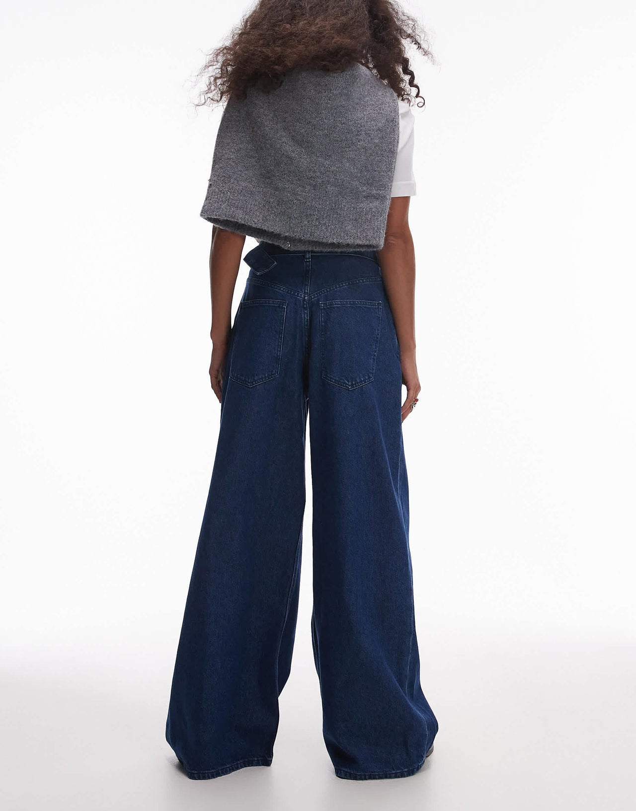 & Other Stories belted wide jean jeans with front seam detail in blue
