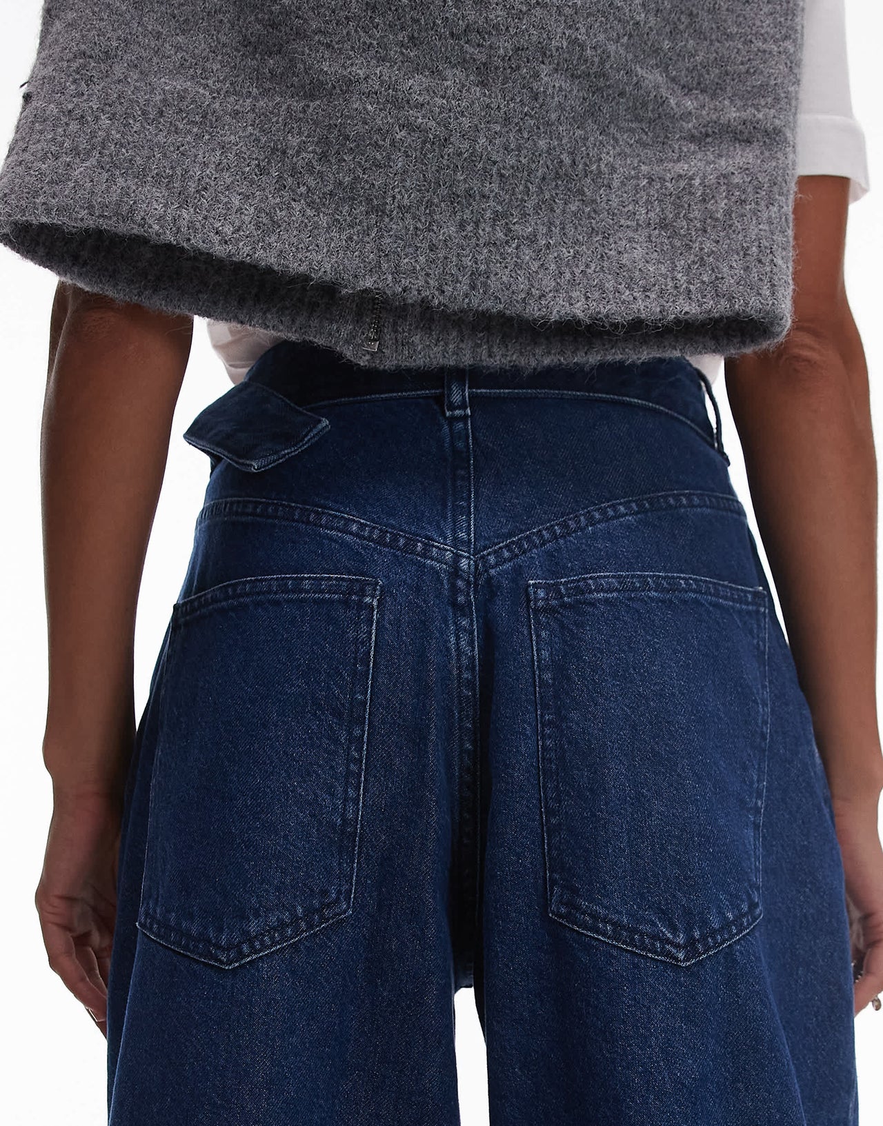 & Other Stories belted wide jean jeans with front seam detail in blue