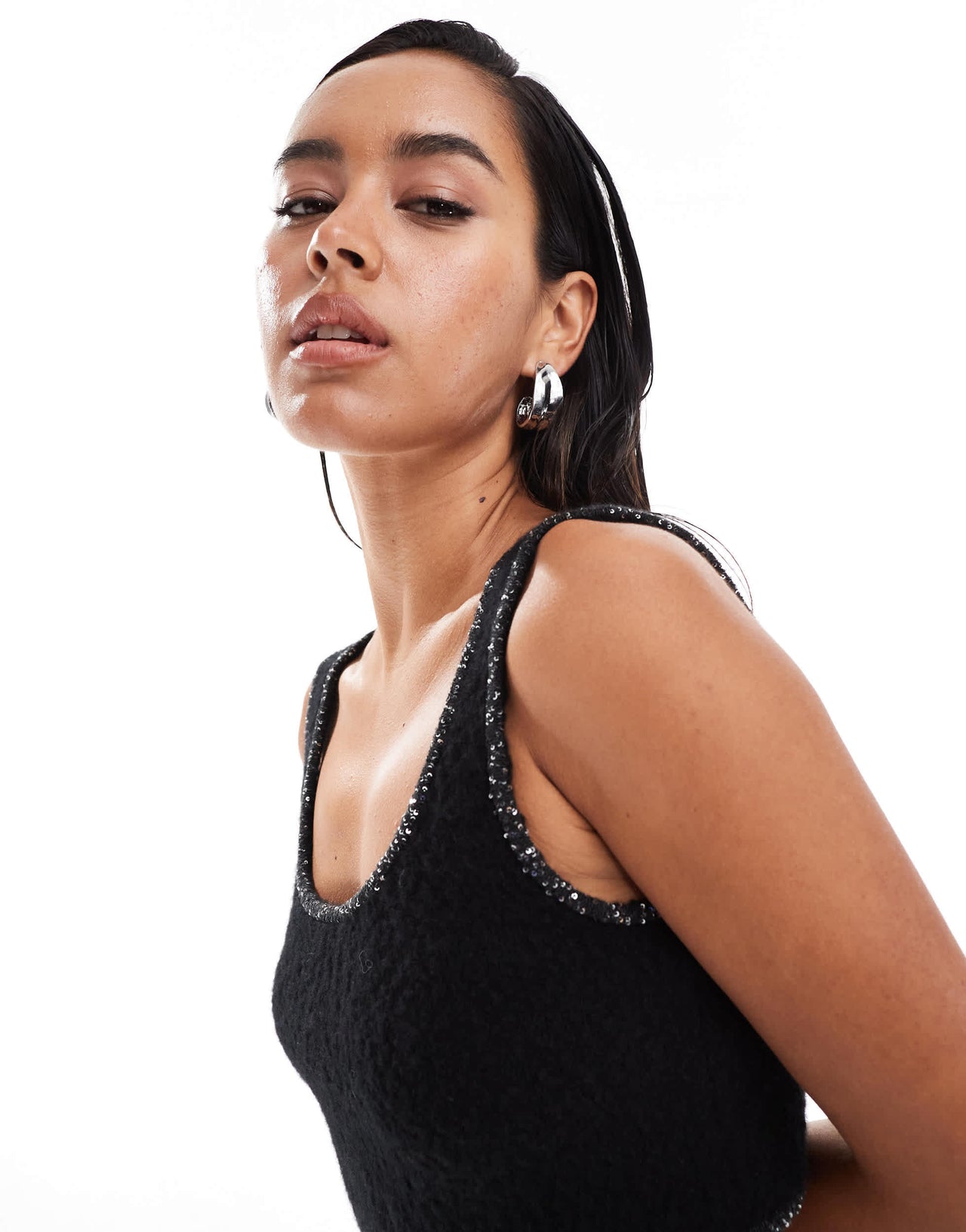 & Other Stories co-ord wool blend knitted boucle bralette in black