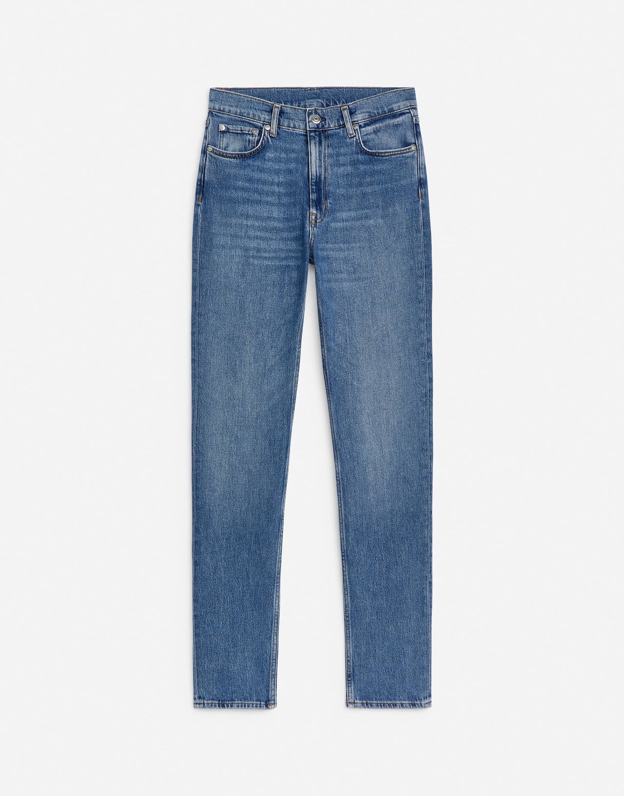 ARKET Azalea high rise stretch skinny leg jeans in mid wash blue