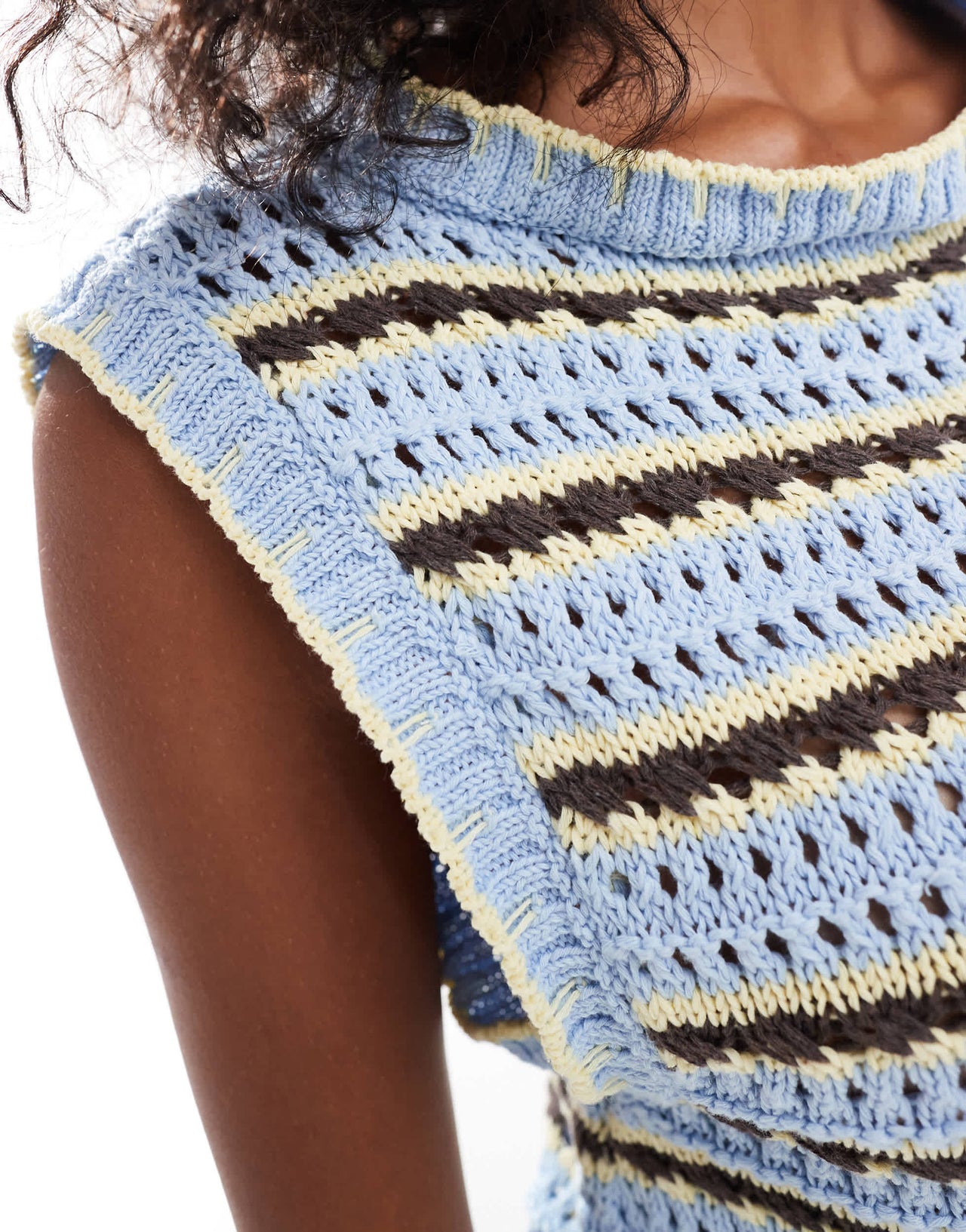 ASOS DESIGN knitted stripe tank co ord in lemon