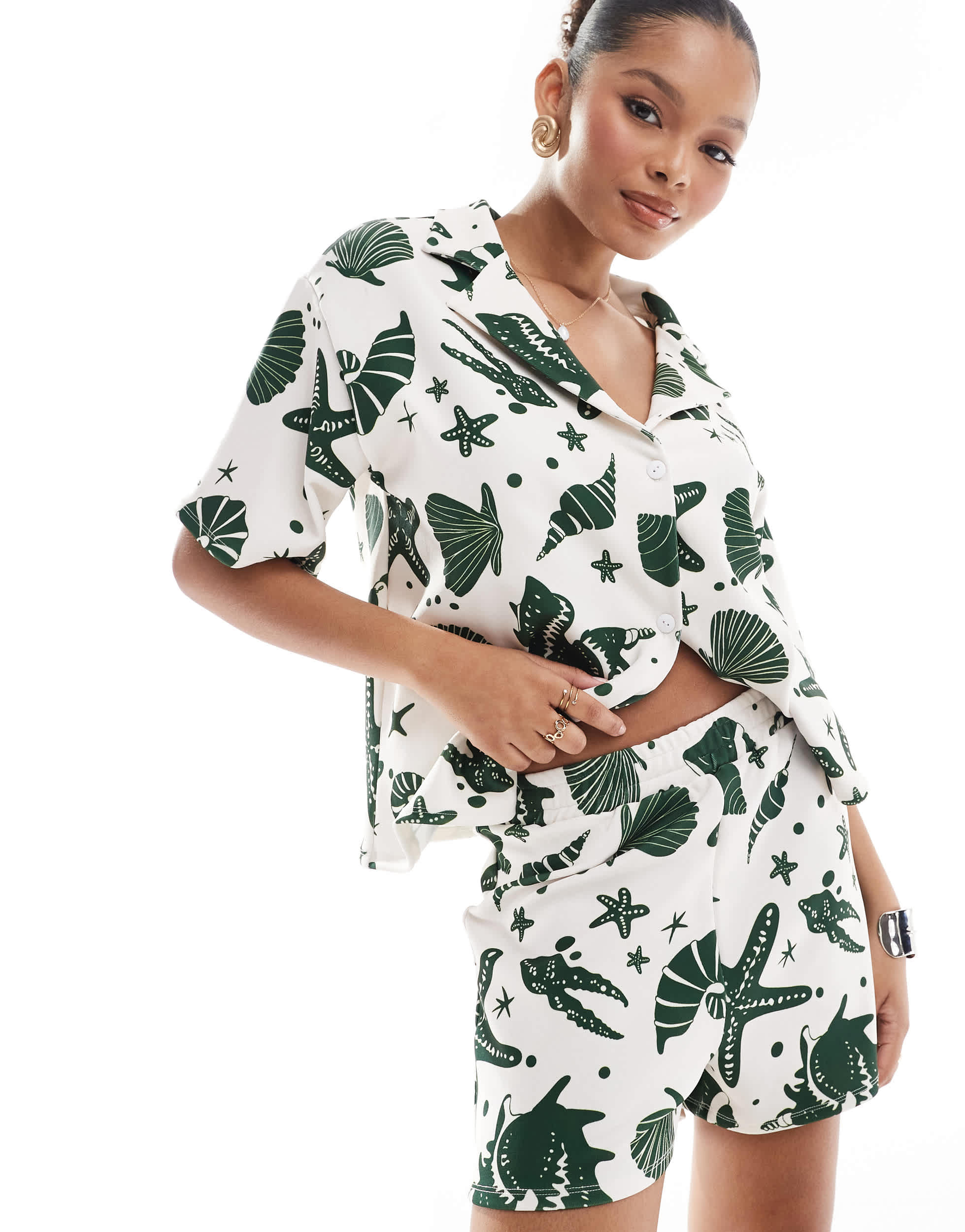 ASOS DESIGN shorts co-ord in seashell print