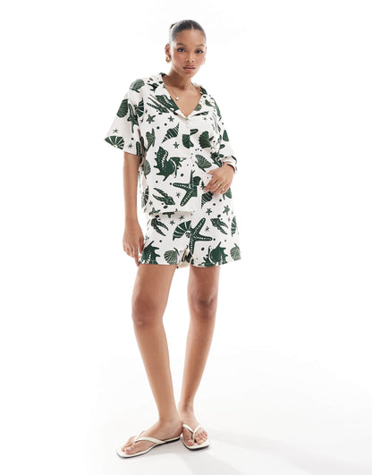 ASOS DESIGN shorts co-ord in seashell print