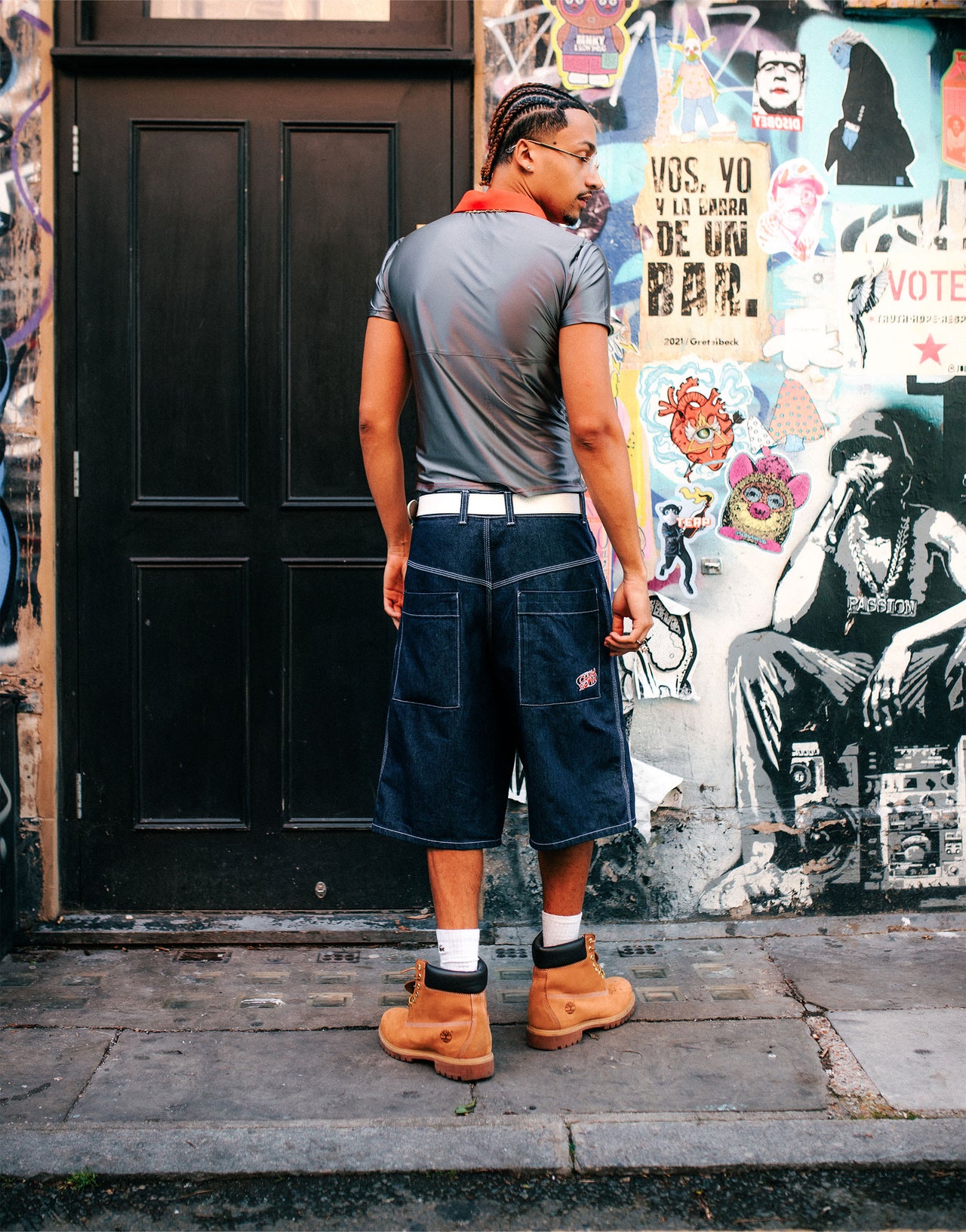 Labelrail x OliBrom fitted quarter zip polo top with contrast collar in grey metallic