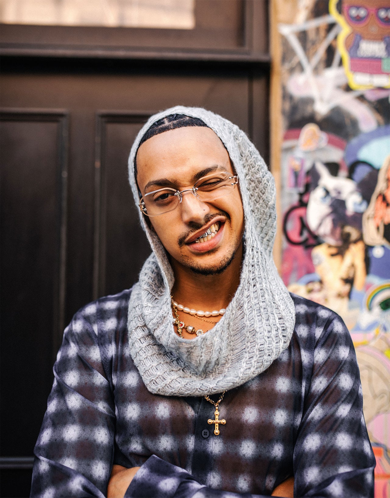 Labelrail x OliBrom grey knit bonnet