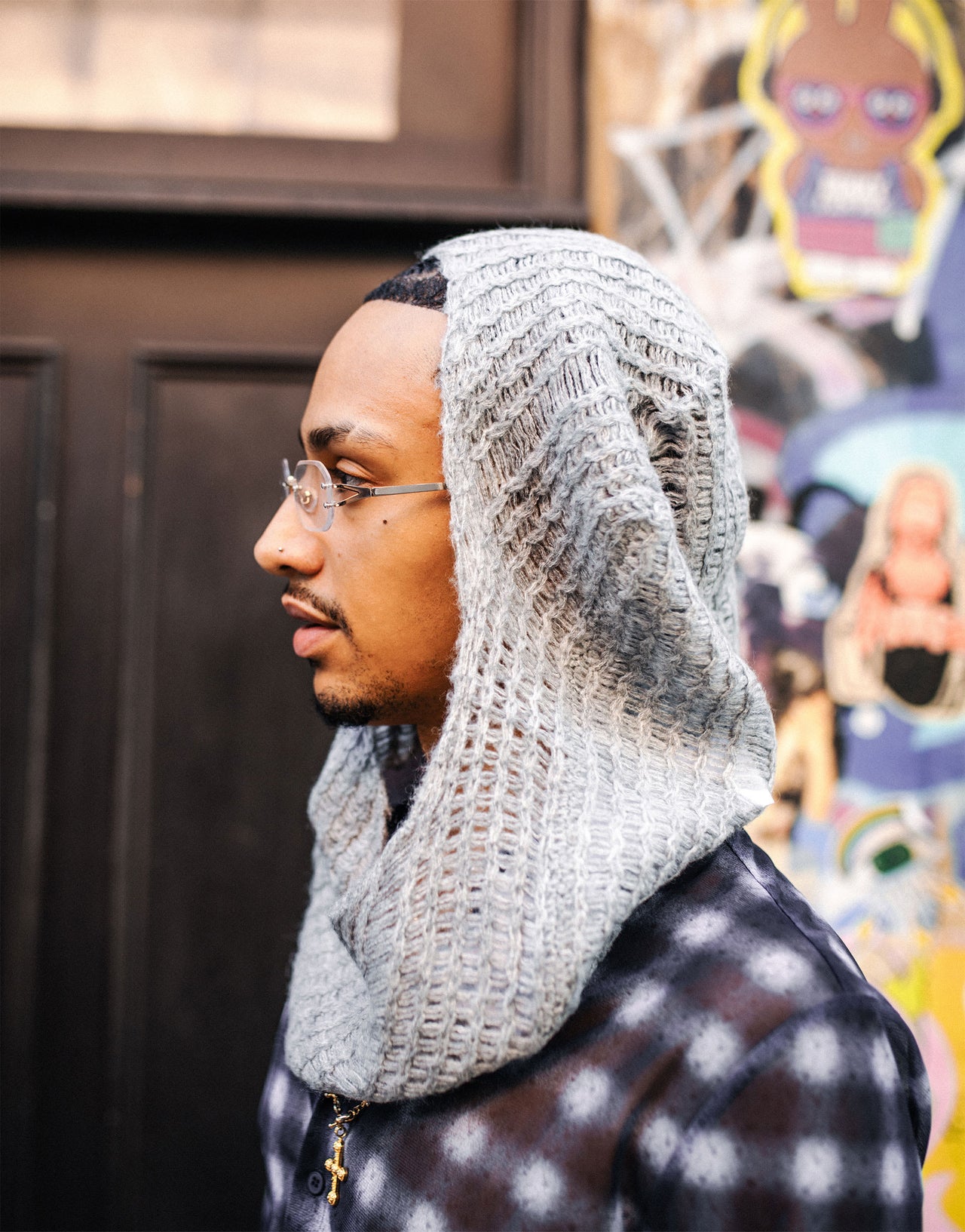 Labelrail x OliBrom grey knit bonnet