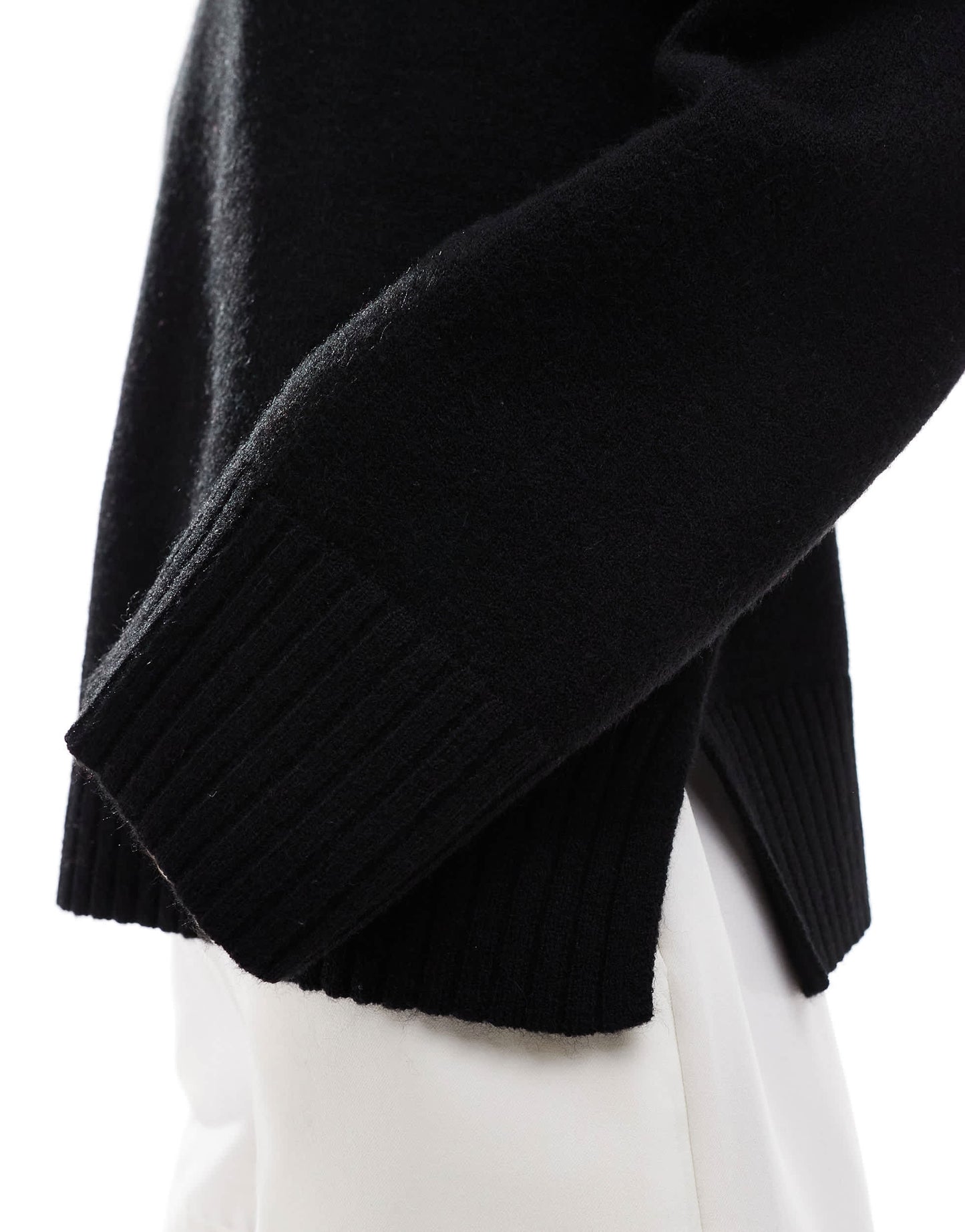 Bershka chunky crew neck jumper in black