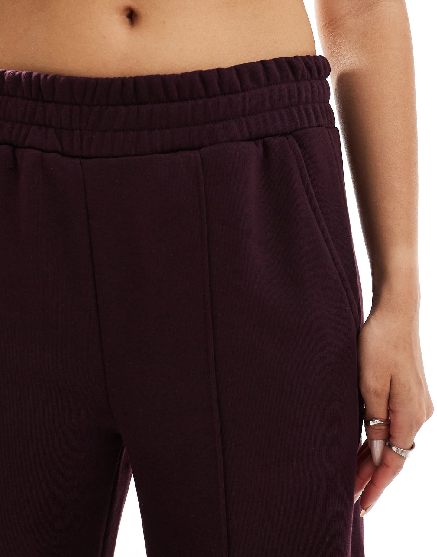 Bershka wide leg joggers in burgundy