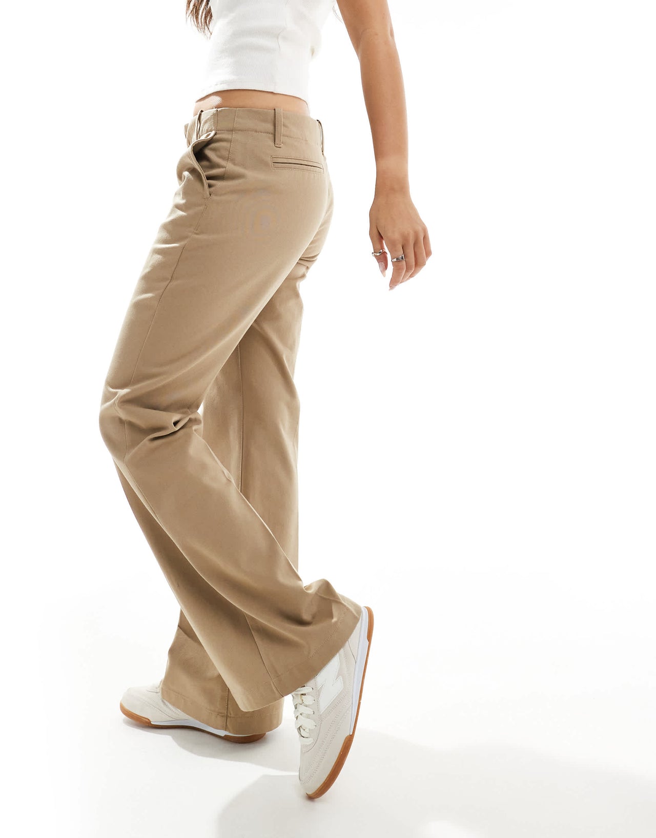 Bershka flared woven trousers in brown