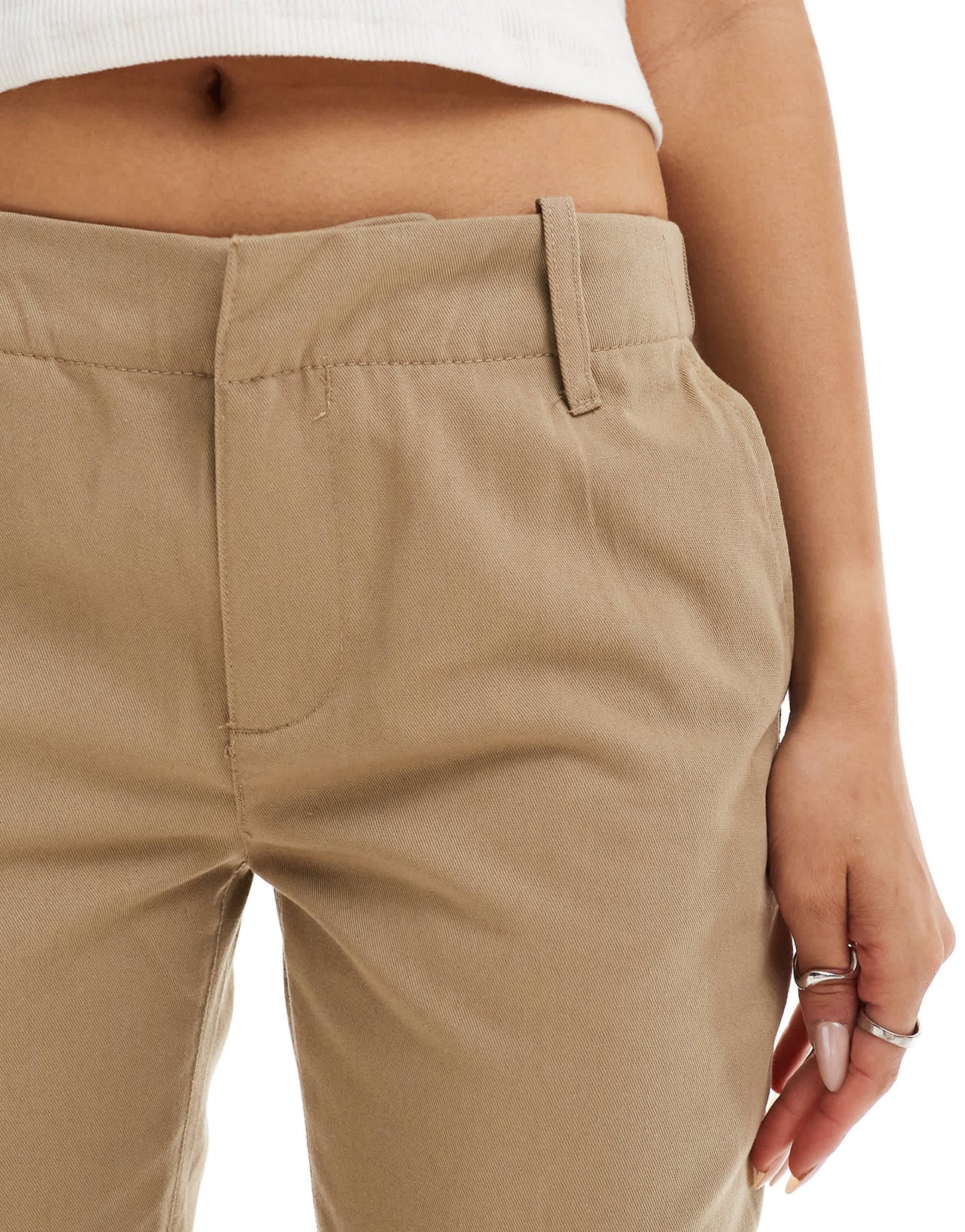Bershka flared woven trousers in brown