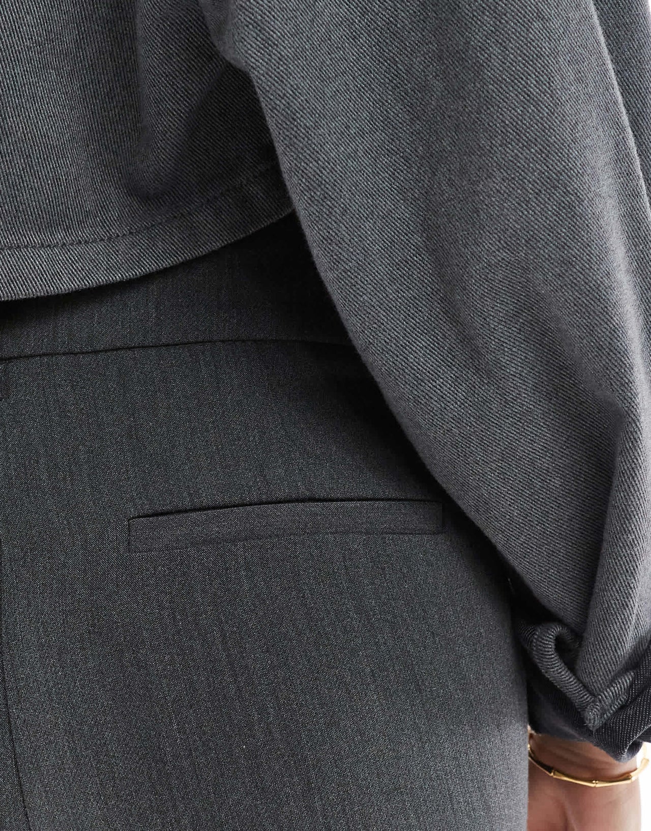 Bershka flared tailored trousers in dark grey