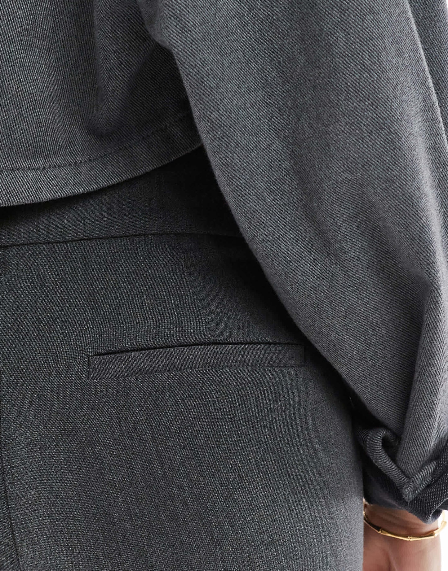 Bershka flared tailored trousers in dark grey