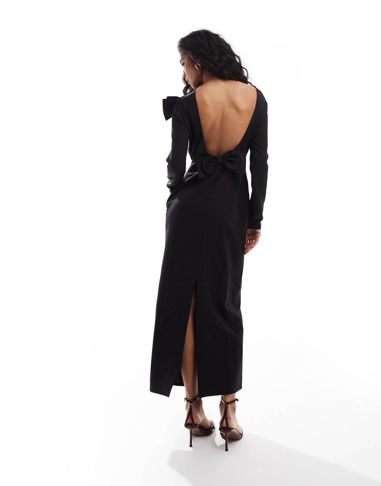 The Frolic exclusive bow detail cut out maxi dress in black