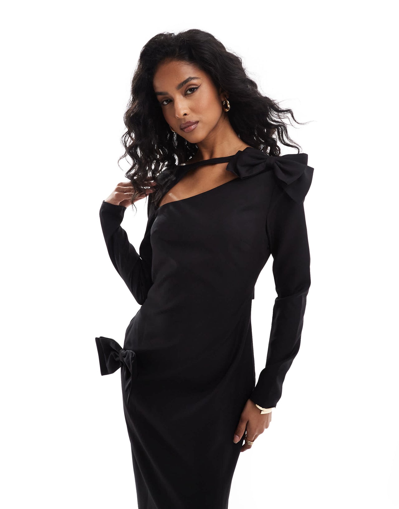 The Frolic exclusive bow detail cut out maxi dress in black