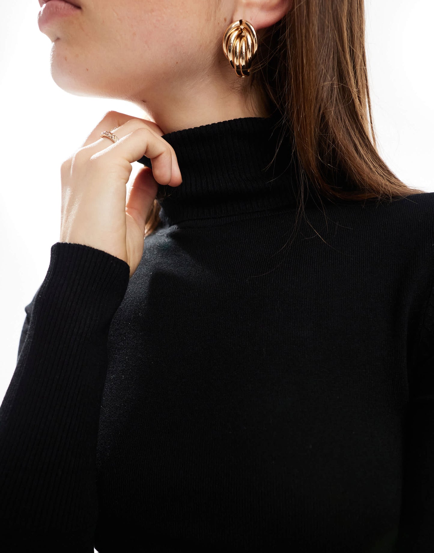 Stradivarius roll neck jumper in black