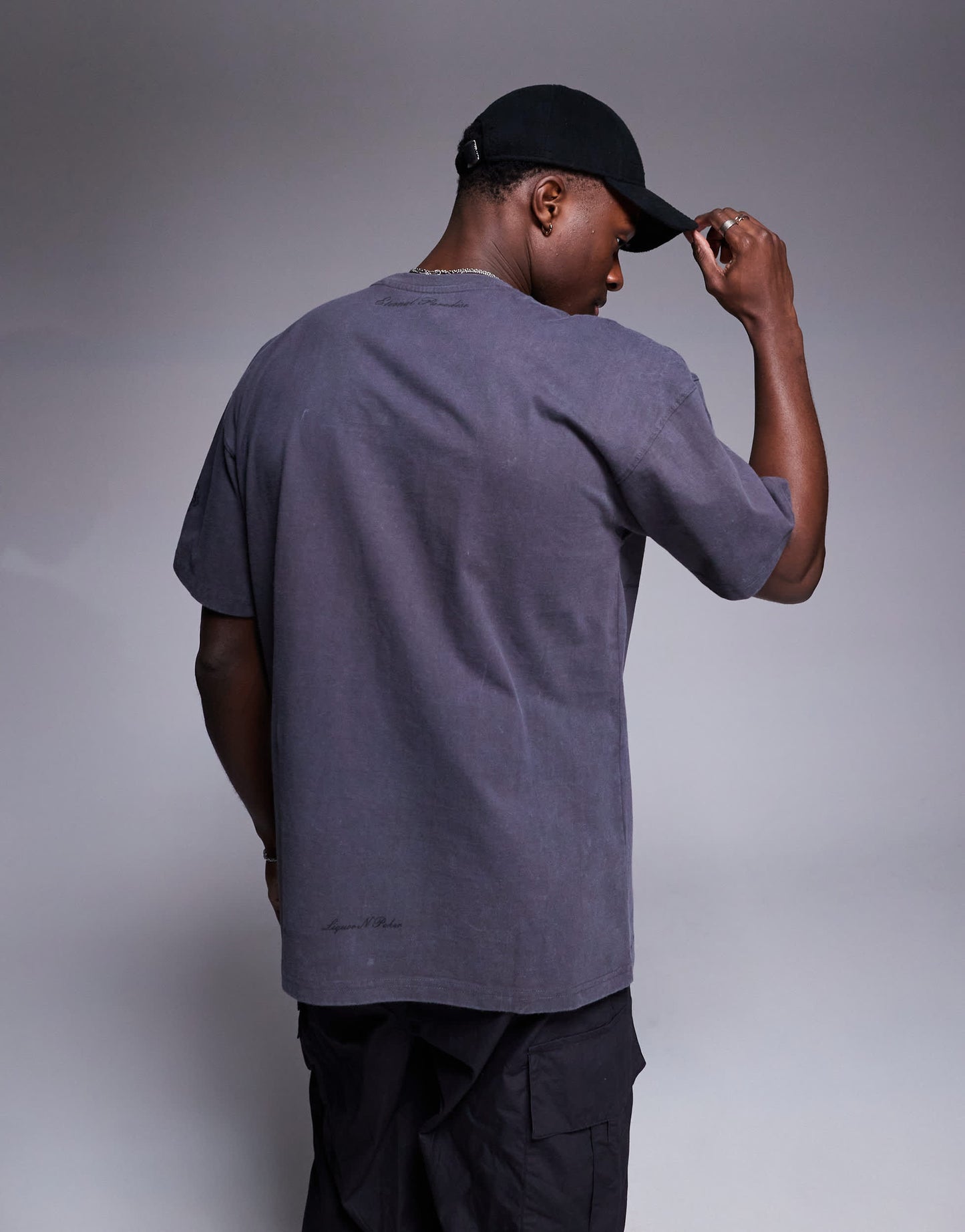 Liquor N Poker oversized t-shirt with cross placement print in grey