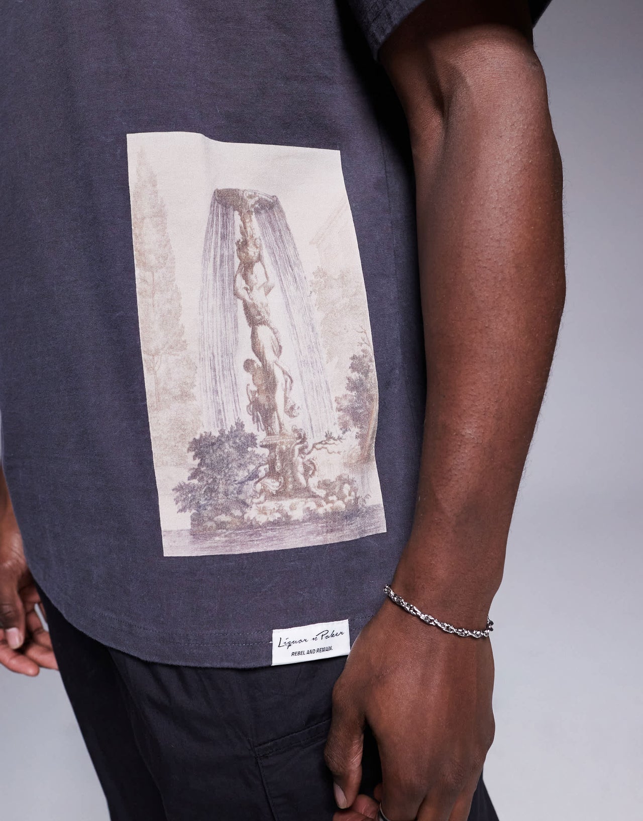 Liquor N Poker oversized t-shirt with cross placement print in grey