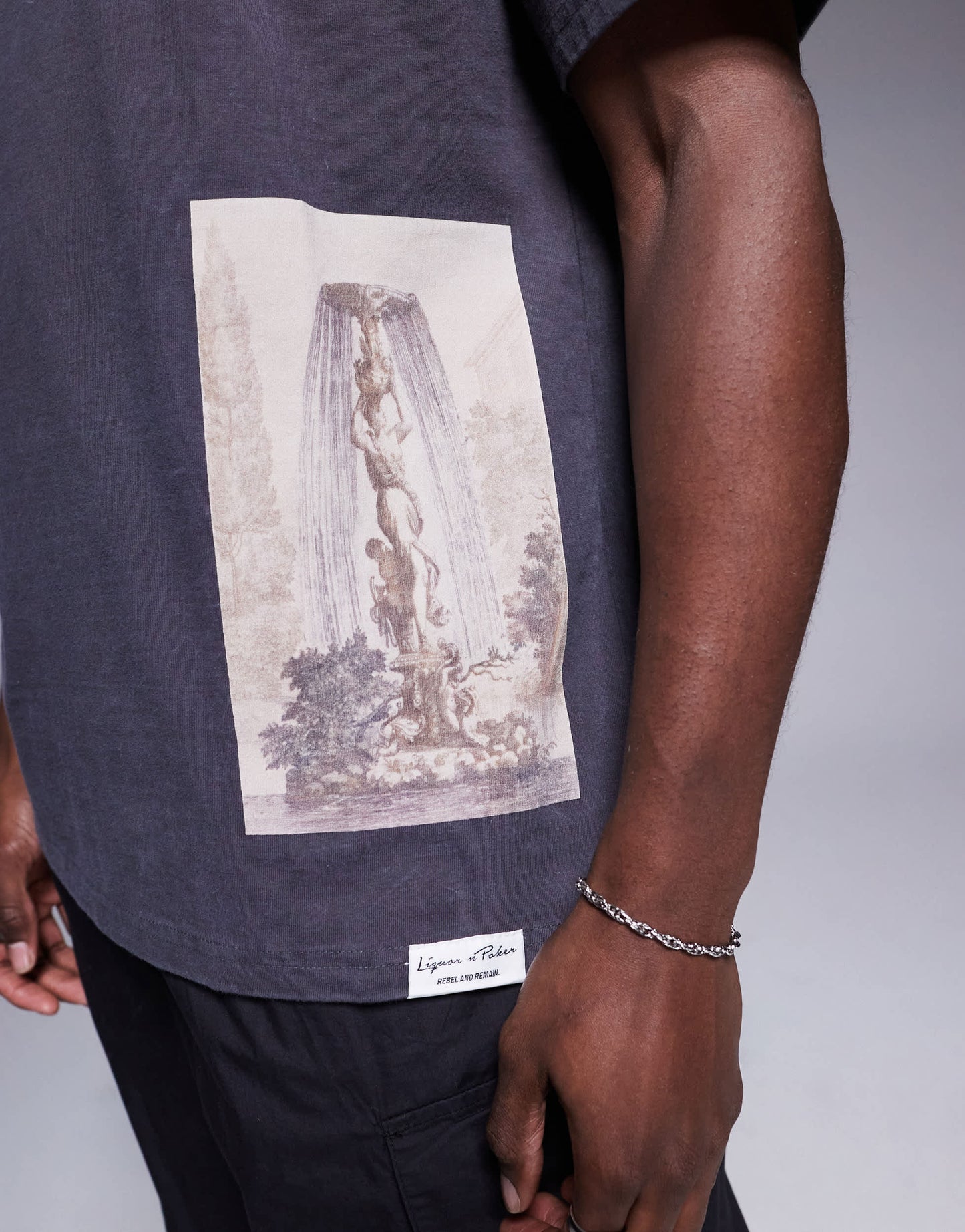 Liquor N Poker oversized t-shirt with cross placement print in grey
