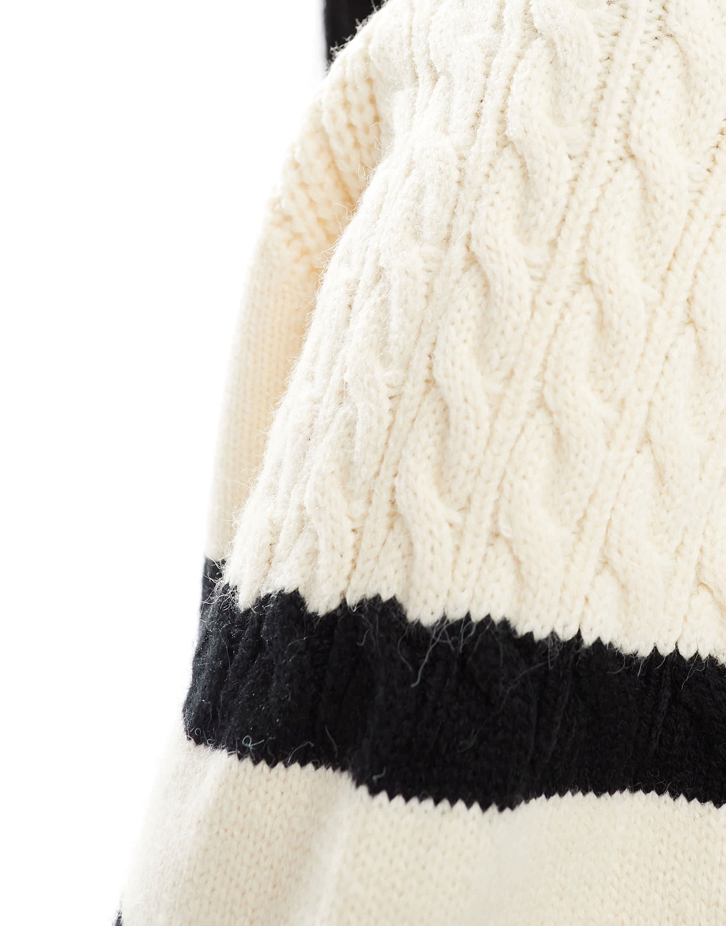 French Connection crew neck knitted jumper in cream and black stripe