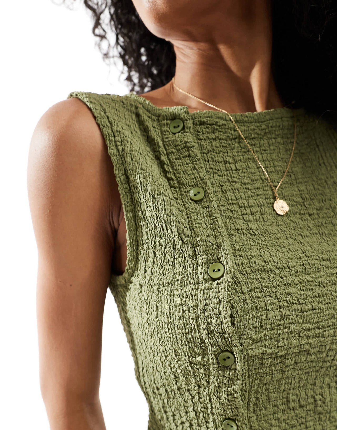 ASOS DESIGN asymmetric textured waistcoat in khaki