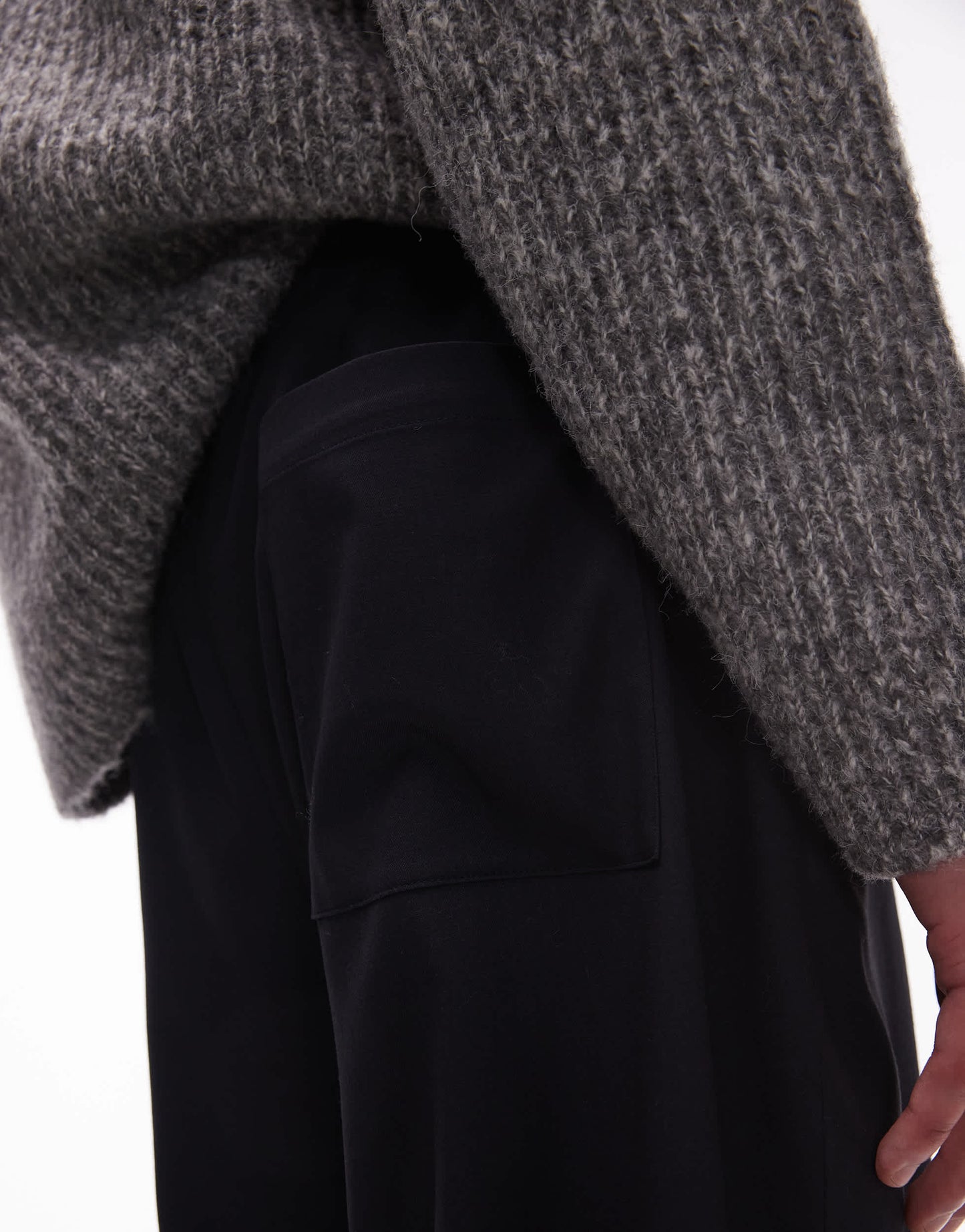 Topman wide leg with elasticated tie waist trousers in navy
