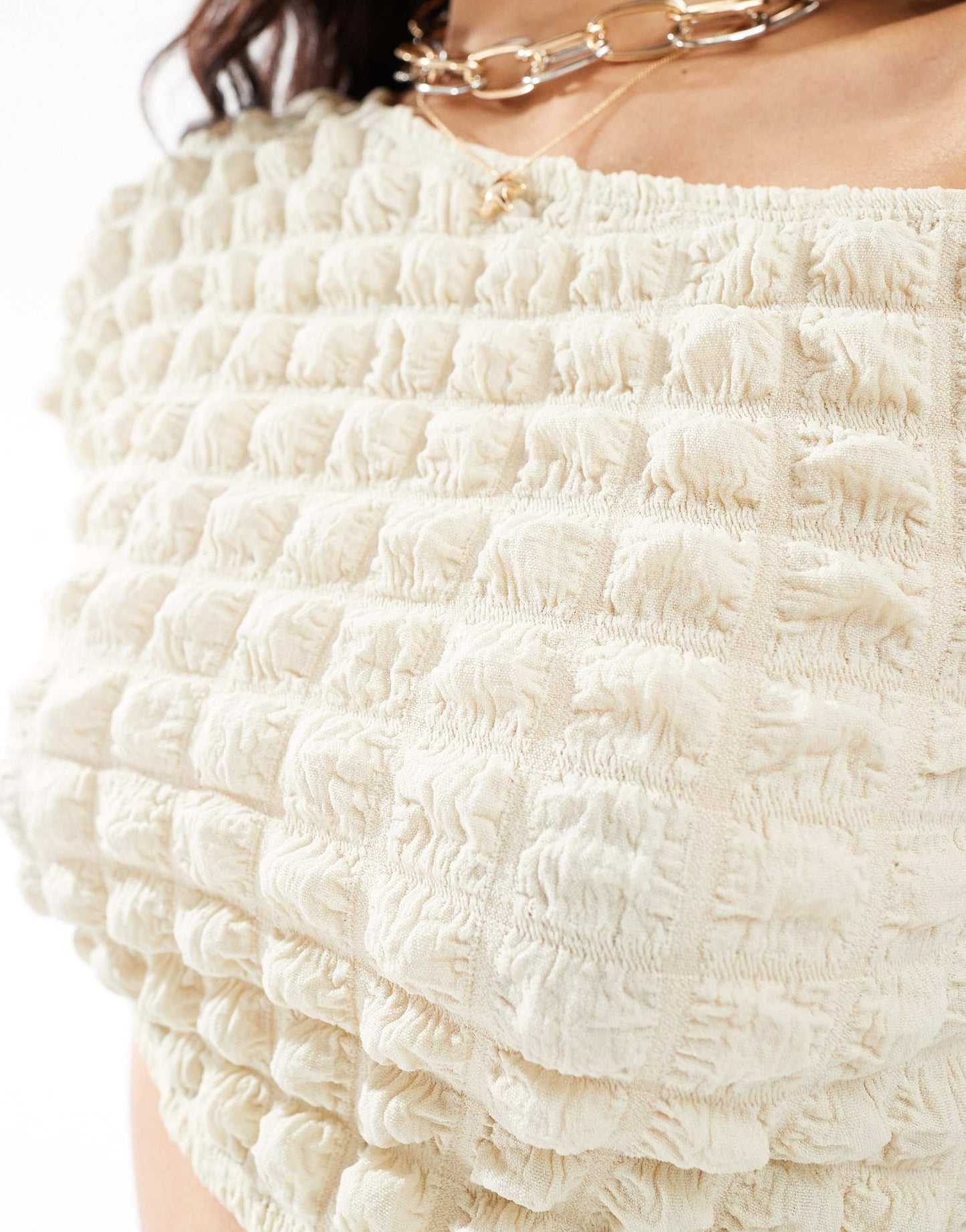 ASOS DESIGN textured asymmetric cutout midi dress in cream