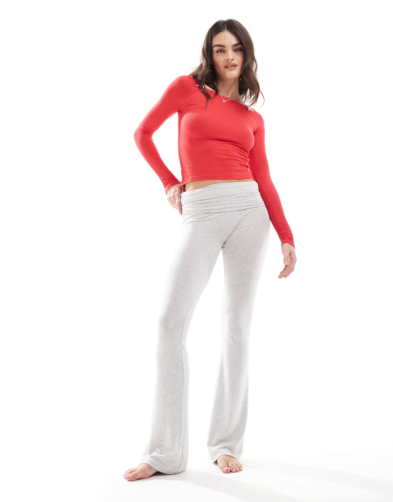 Cotton On lounge boat neck sleep top in red with bows