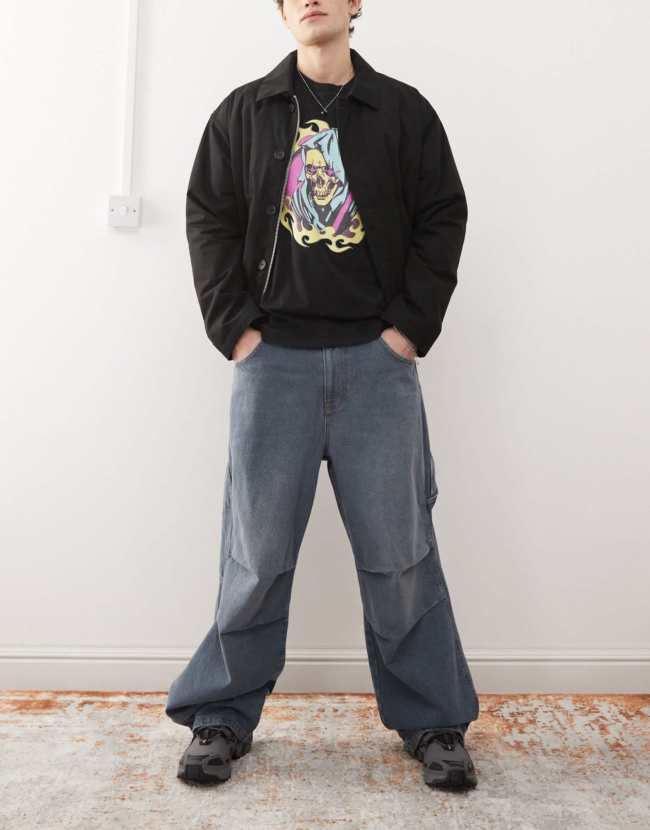 COLLUSION X006 barrel skate jeans in smokey wash - GREY