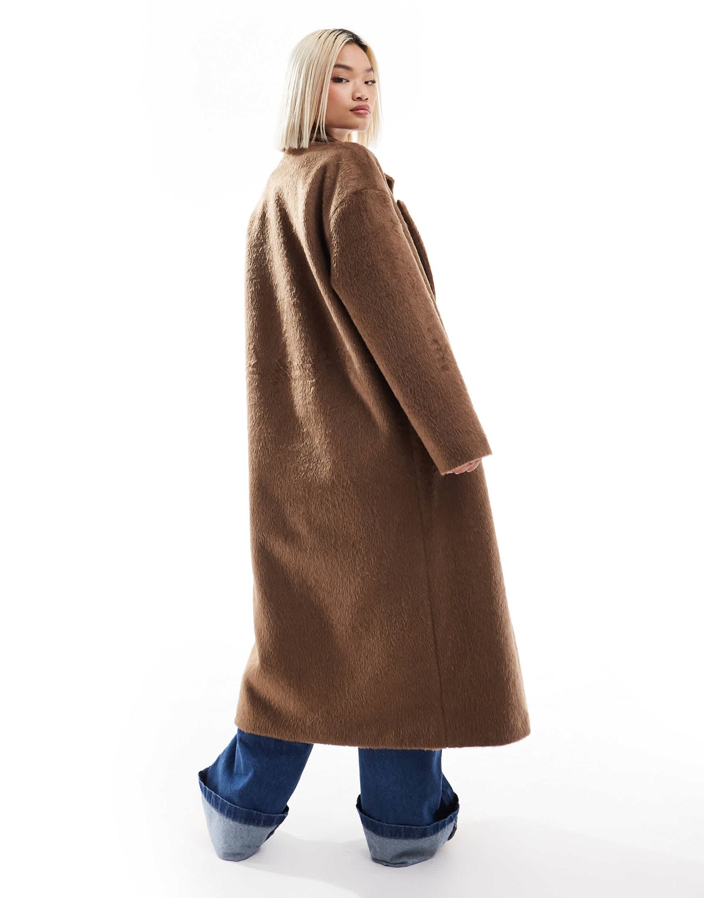 Native Youth oversized double breasted blazer coat in mushroom