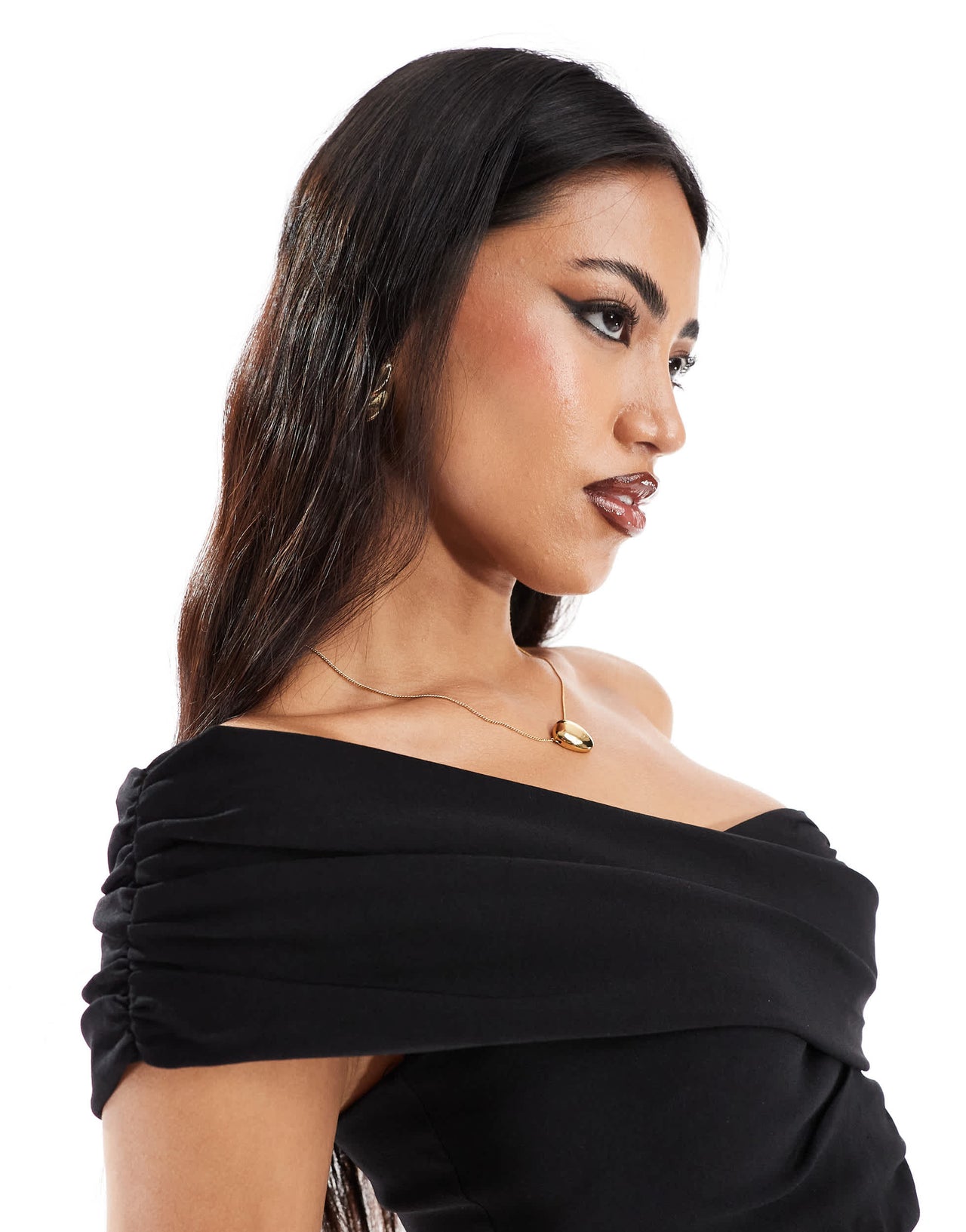 Vesper bengaline one shoulder ruched bodycon thigh split maxi dress in black