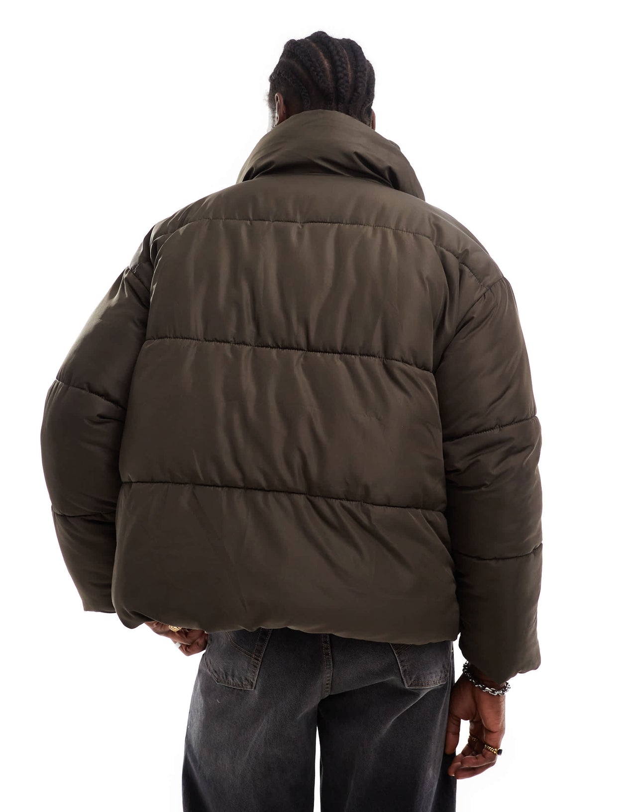 COLLUSION unisex puffer jacket in Brown