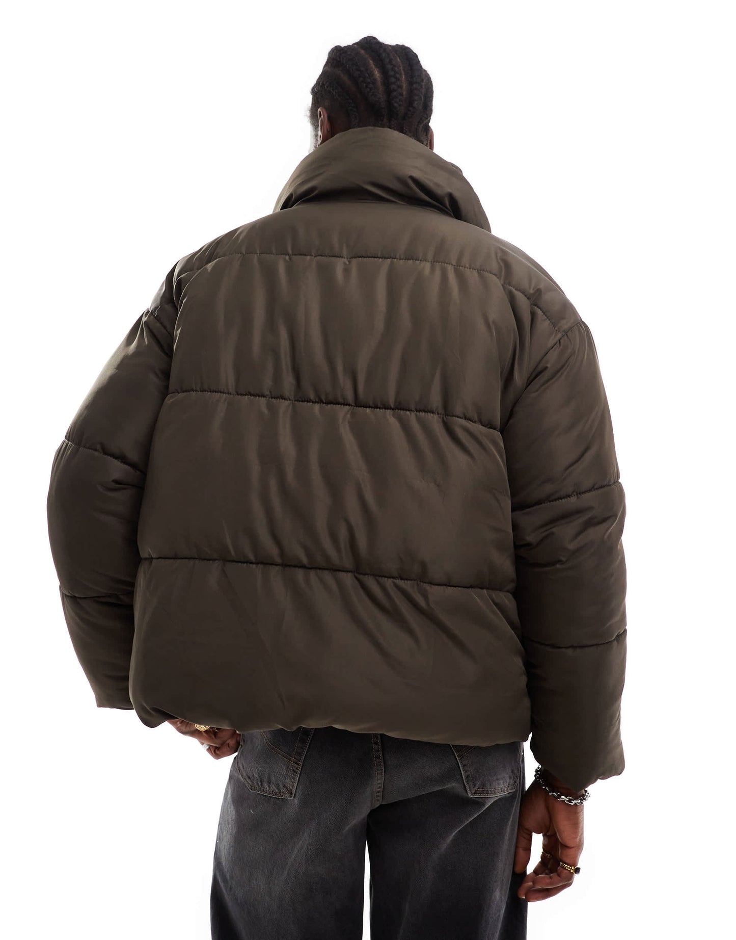 COLLUSION unisex puffer jacket in Brown