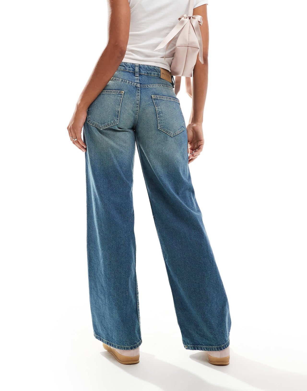 Motel low rise parallel jeans in vintage blue green