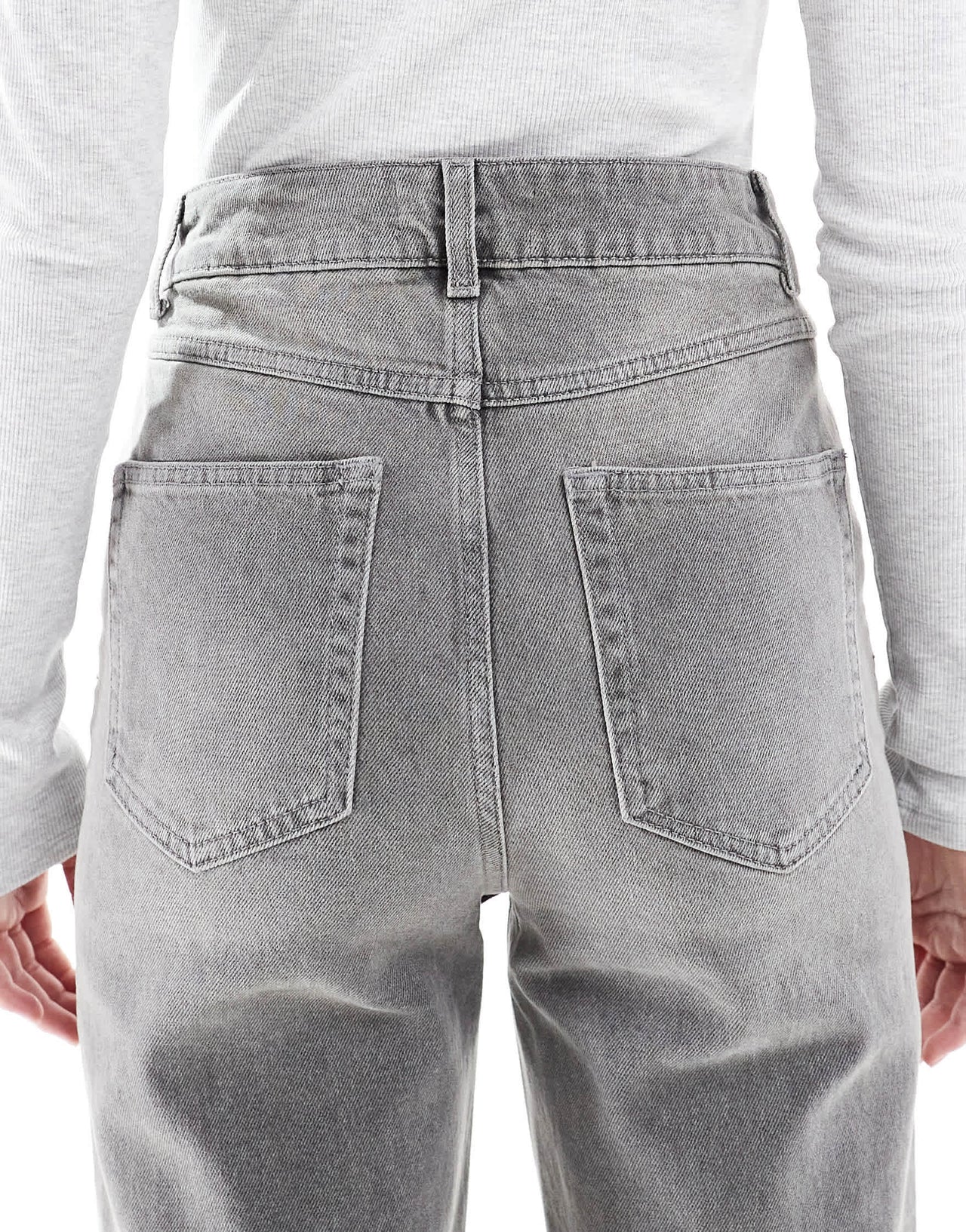 ASOS DESIGN mid rise relaxed straight grazer jean in grey
