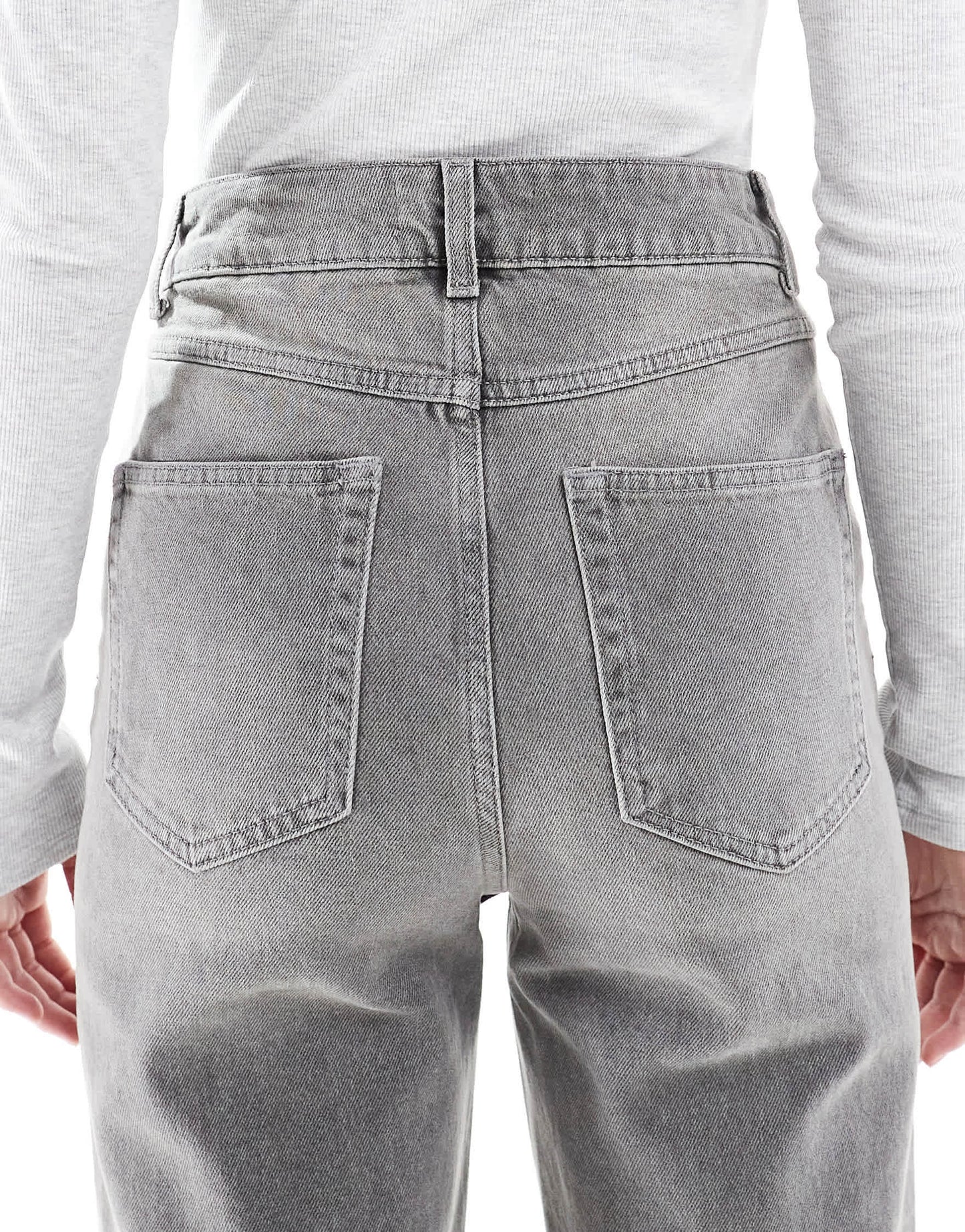 ASOS DESIGN mid rise relaxed straight grazer jean in grey