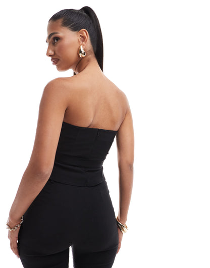 In The Style exclusive bengaline bandeau crop top co-ord in black