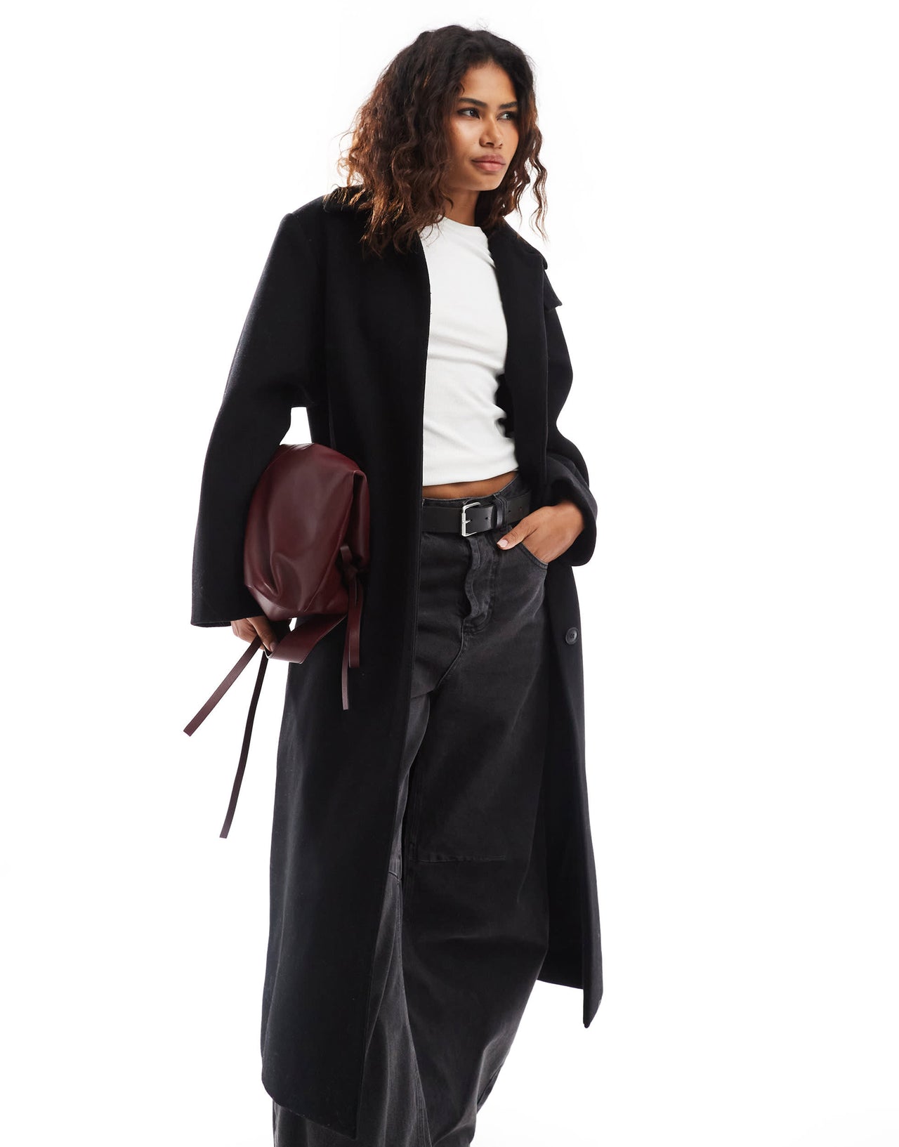 Weekday Gate wool blend car coat in black