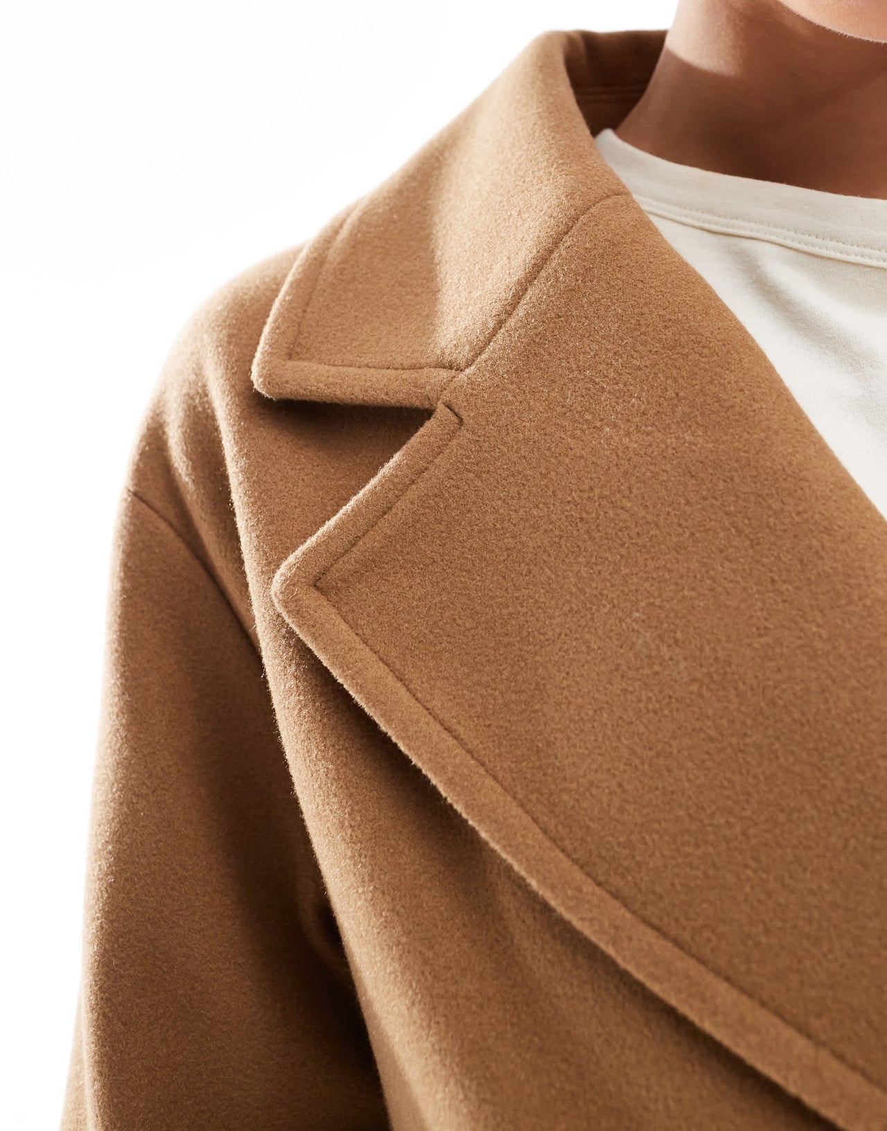 Stradivarius oversized soft touch coat in camel